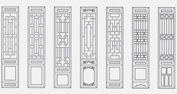 万全常用中式仿古花窗图案隔断设计图